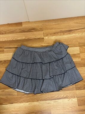 Zara Blue & White Gingham Ruffle Mini Skirt size L